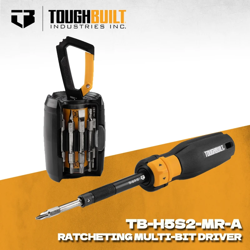 Obeng Multifungsi Portabel Toughbuilt TB-H5S2-MR-A Ratcheting Multi-Bit Driver 24-Bit Grenade