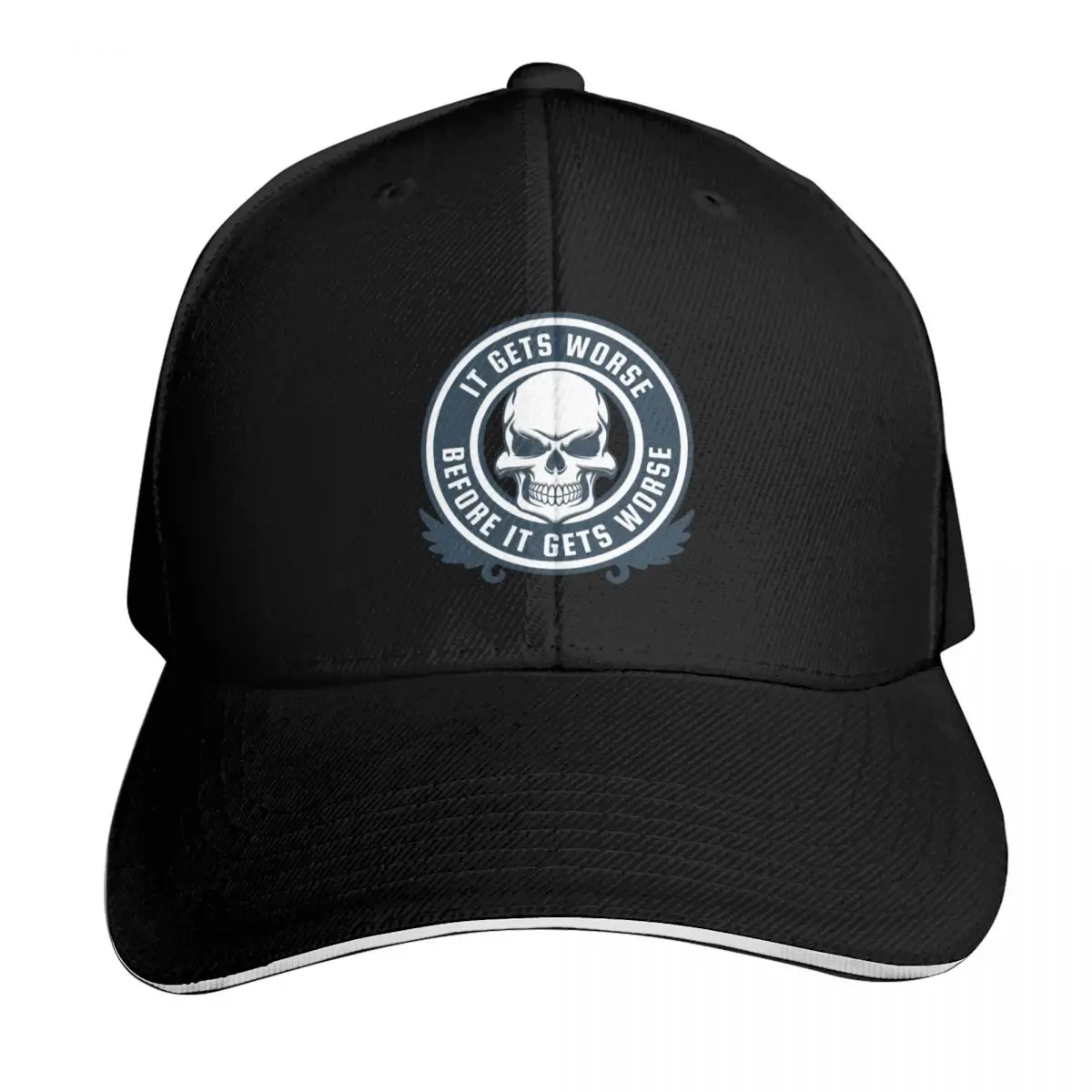It Gets Worse Before It Gets Worse Eternal Pessimist Shirt Baseball Cap Men Women Casual Summer Sport Sun Cap