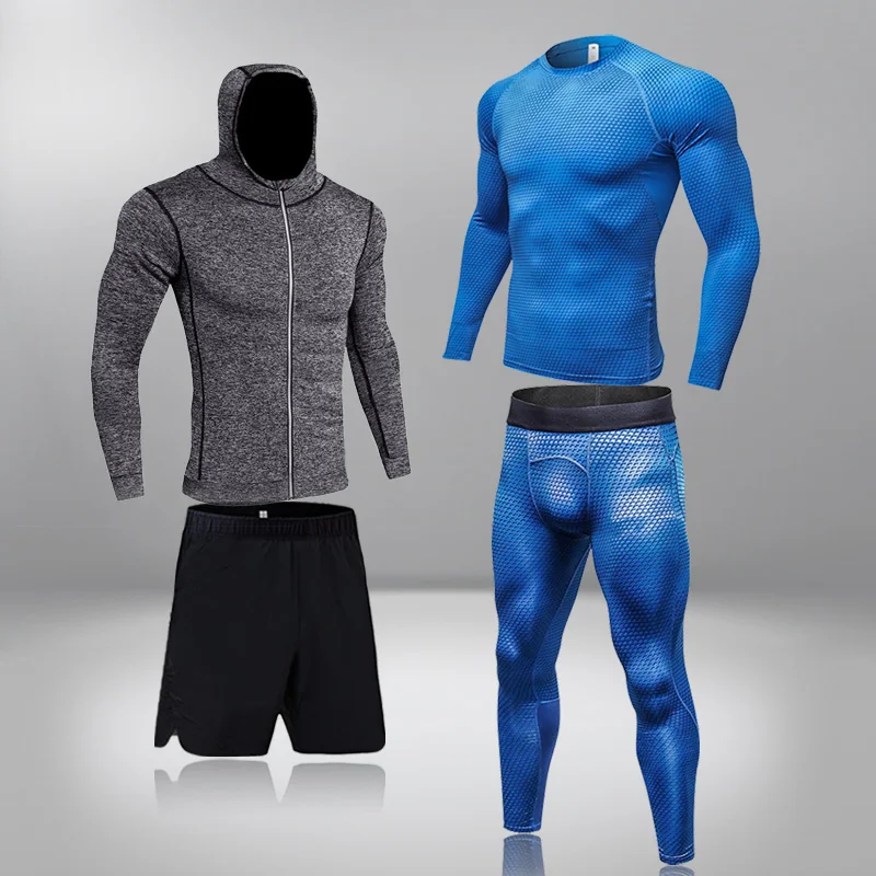 Men's Sports Suit Compression Tracksuit Fitness Gym Clothes For Jogging Sets Running Sportwear Training Exercise Workout Tights