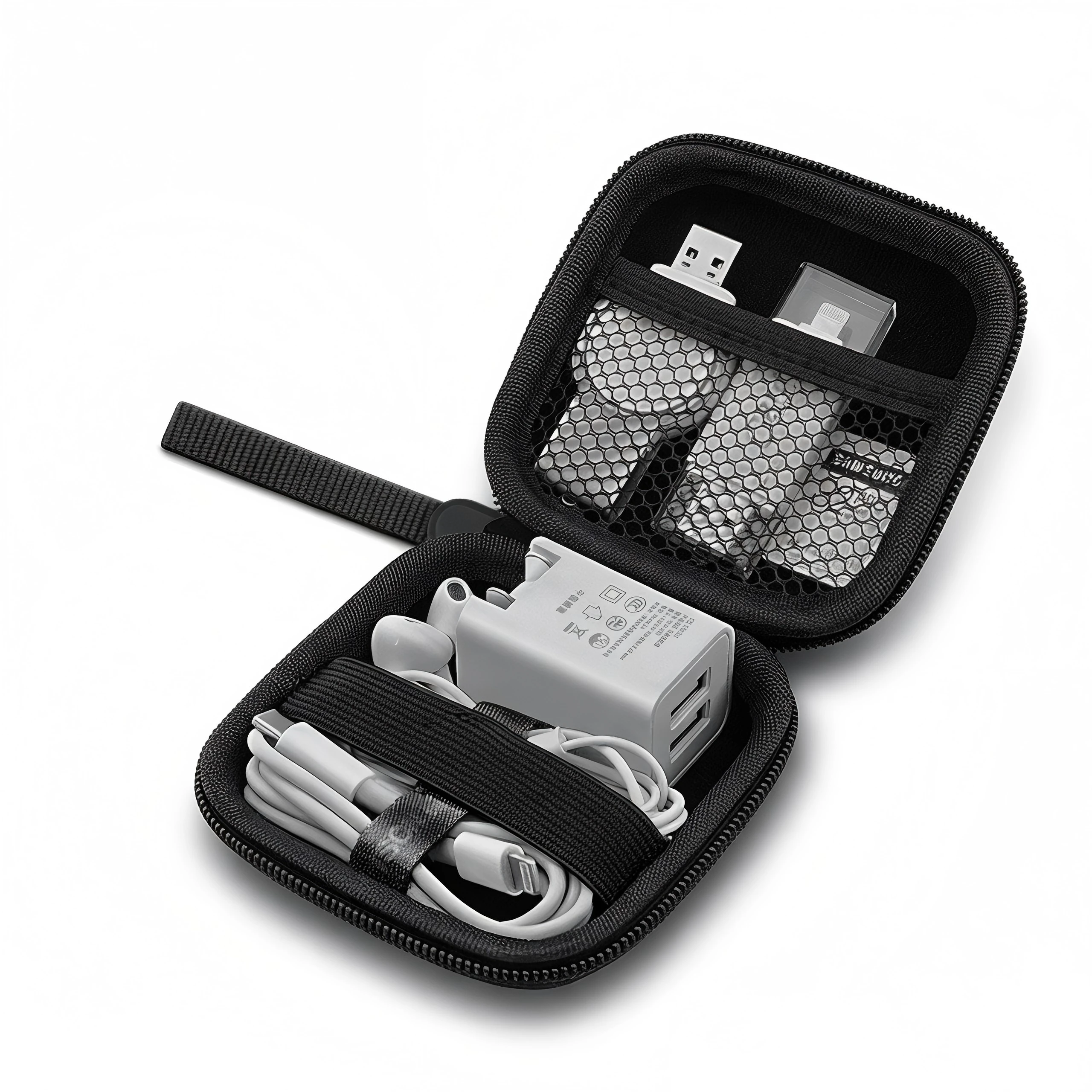 Mini Square EVA Earphone Protective Box Waterproof Digital Charger Headphone Storage Bag USB Data Cable Organizer Carrying Pouch