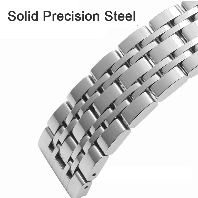 UTHAI316L Stainless Steel Seven Bead Watch Strap 16mm 18mm 20mm 22mm Solid Butterfly Buckle Universal Watchband Accessories