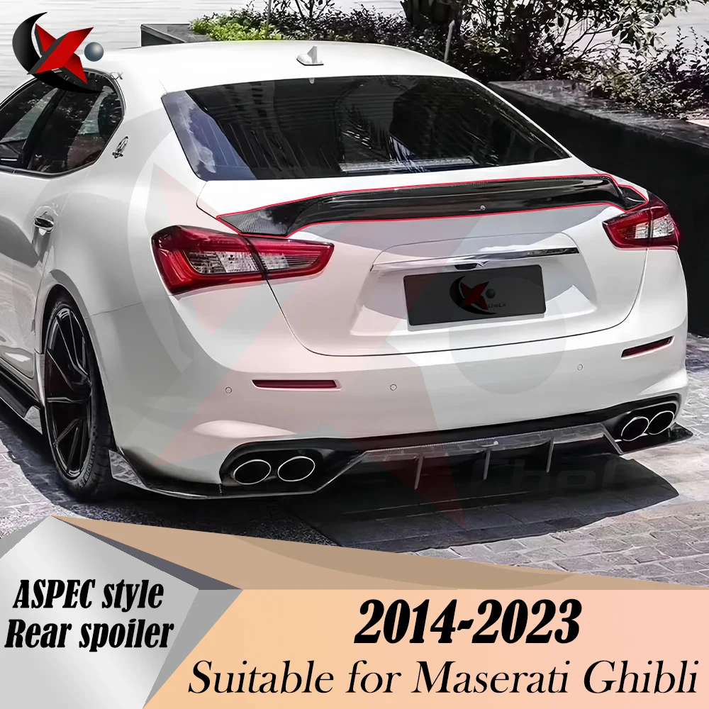 

For Maserati Ghibli Carbon Fiber Spoiler M157 Trunk Lid 4-door Sedan 2014 - 2021 Ghibli M157 Rear Trunk Spoiler Wings