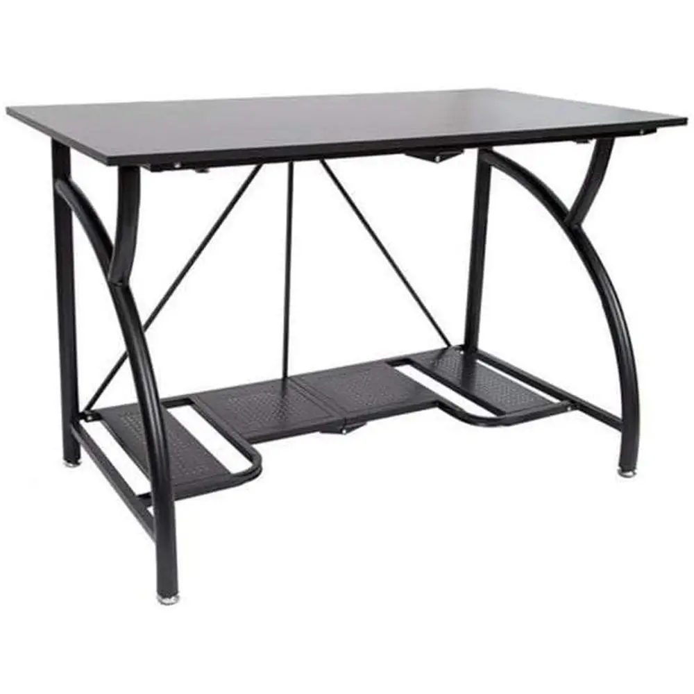 

Space-Saving Collapsible Computer Desk for Home Office, Study, and Gaming - Dual Monitor and Laptop Support, Easy Setup, Black,