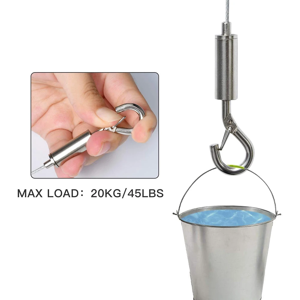 2 Stuks Roestvrij Staaldraad Met Lus, 2M Heavy Duty Opknoping, Draad Met Lus En Haak Staal Opknoping Draad