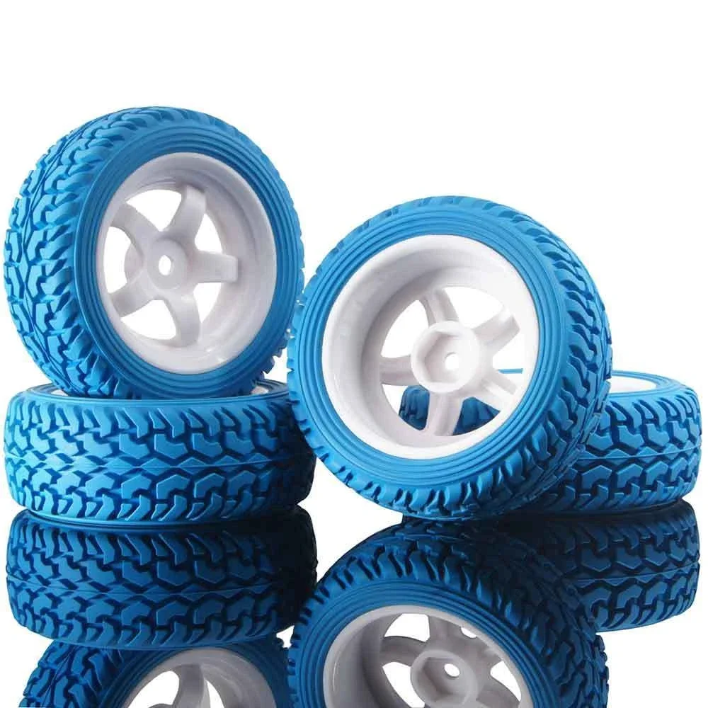 RC 6030W-8019 Rally Tires & Wheel Rims 4P For HSP 1:10 1:16 On-Road Rally Car