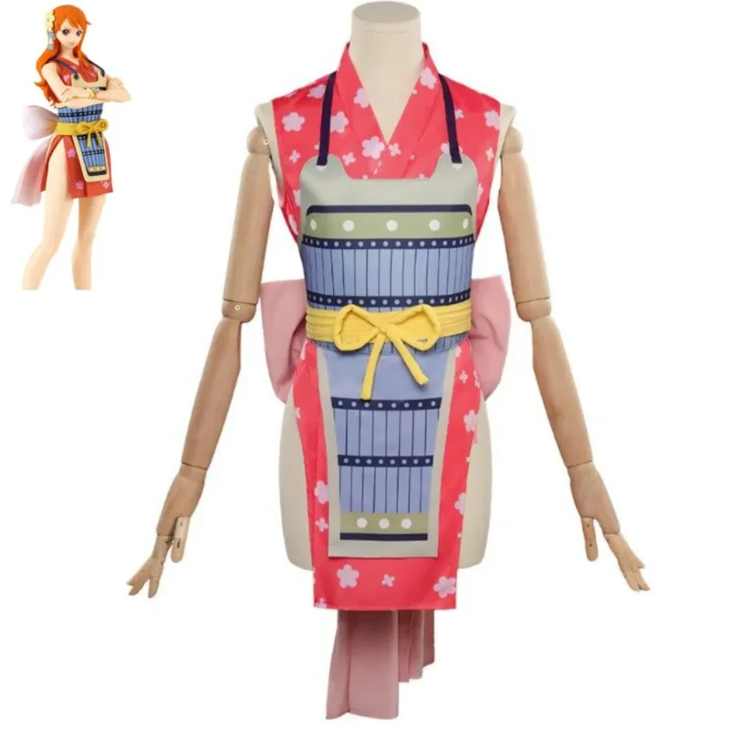 Anime Nami Cosplay Costume Wano Kuni Country Japanese Armor Kimono Combat Uniform Wig Woman Sexy Halloween Christmas Suit