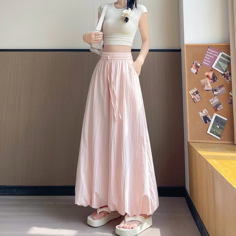 ALPHALMODA Bud Culottes, Loose and Drapey, Casual, Quick-drying, Wide-leg, Bloomer, Puffy Culottes