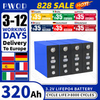 PWOD EU Stock 320AH Lifepo4 Battery 3.2V Grade A 12V 24V 48V Lithium iron phosphate Cell Rechargeable prismatic For RV Camping