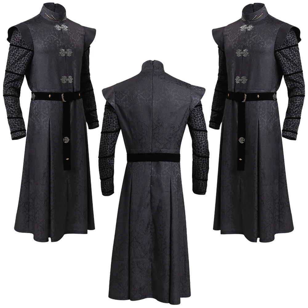 Príncipe e Daemon Fantasia Cosplay Masculina, TV Dragon Cosplay, Robe Clássico, Casaco, Casaco, Cinto, Roupa, Fato de Halloween, Casa