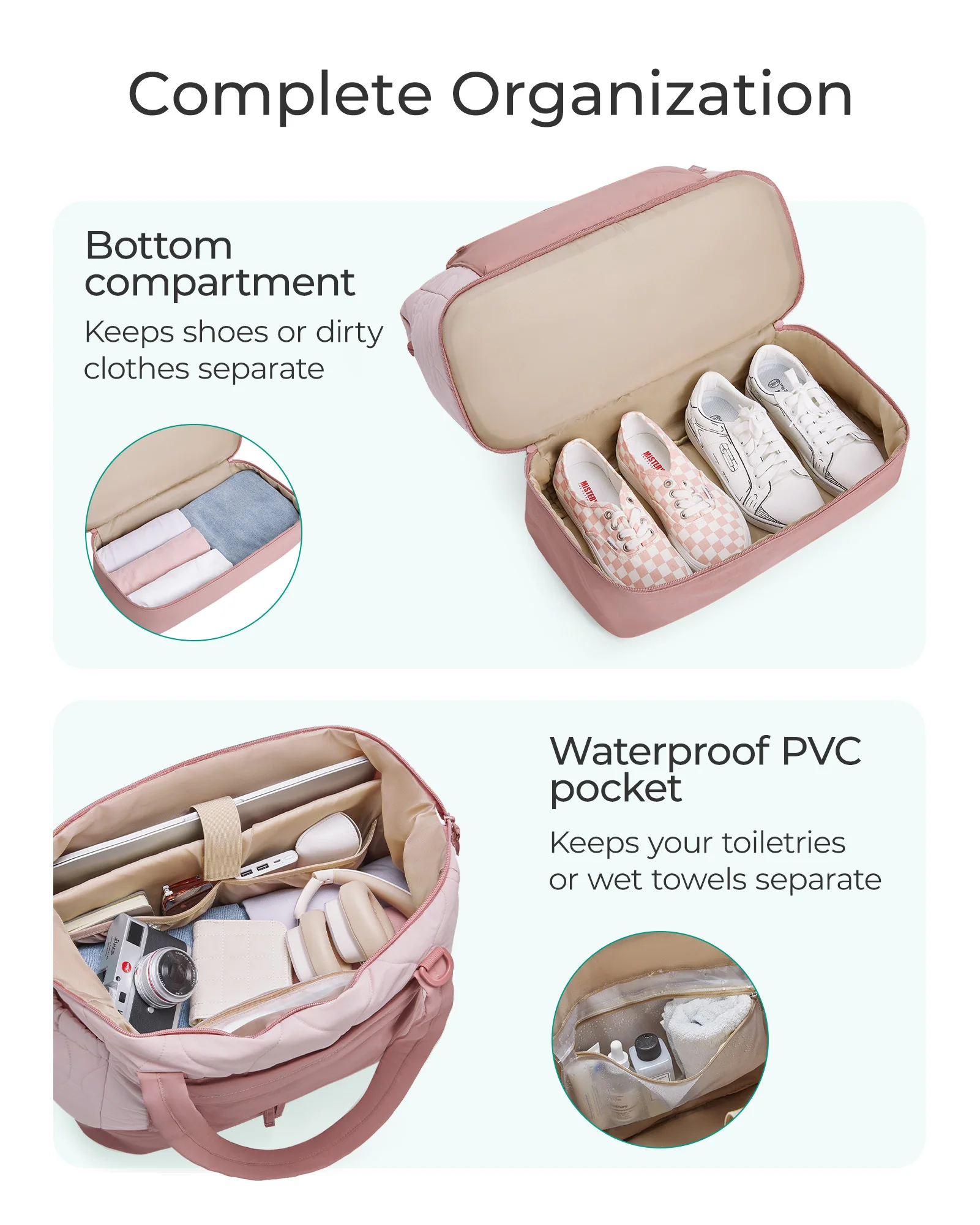 BAGSMART Travel Bag 33L Weekender Carry On Duffle Bags for Women Large Capacity Luggage Storage with Shoe Compartment Hot Sale