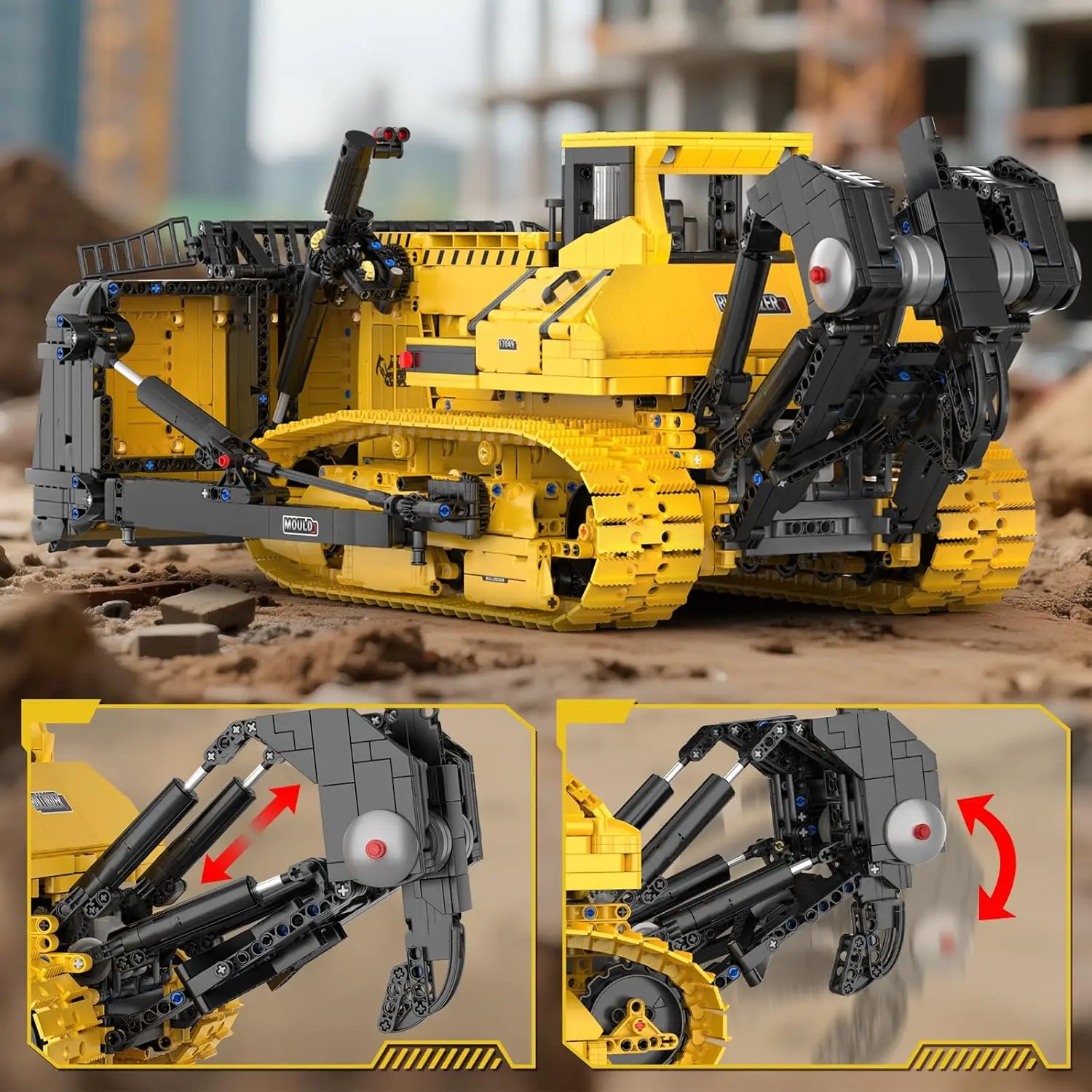 Bloques de construcción Bulldozer, juego de bloques de vehículos de construcción programable por aplicación, juguete de regalo de modelo de ingeniería DIY para recoger adultos