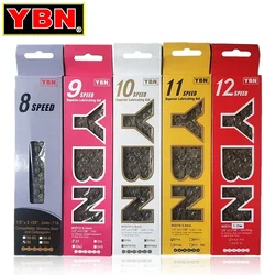 YBN Bicycle Chain 8/9/10/11/12 Speed Bike Chains Silver 116L/126L 8v 9v 10v 11v 12v Current Mtb Chain with Quick-release Buckles