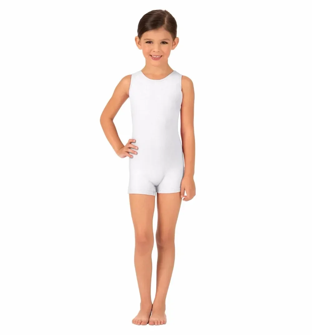 Hollow Out Back Girls Tank Biketard Sleeveless Leotards for Gymnastics Kids Spandex Nylon Short Unitards Ballet Dance Bodysuits