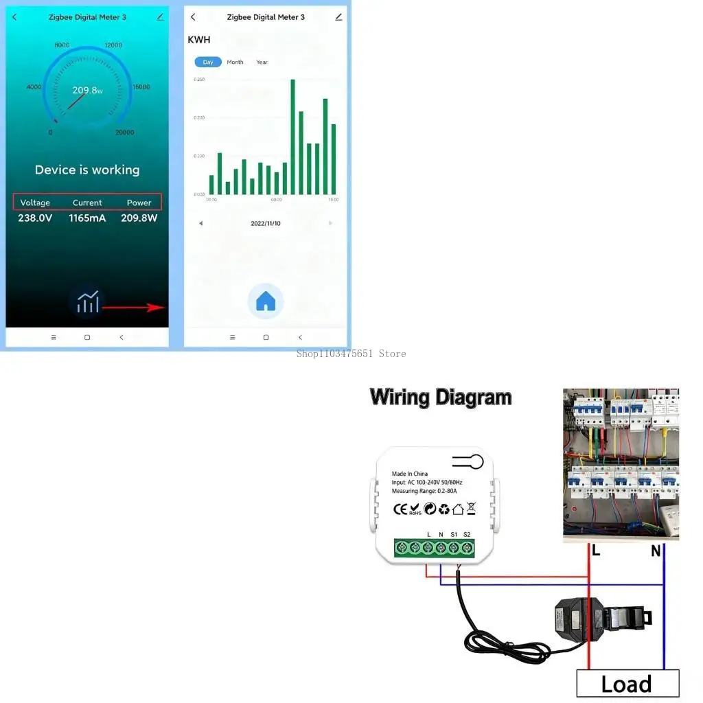

Монитор использования электроэнергии в режиме реального времени, 1-канальное устройство мониторинга статистики электроэнергии