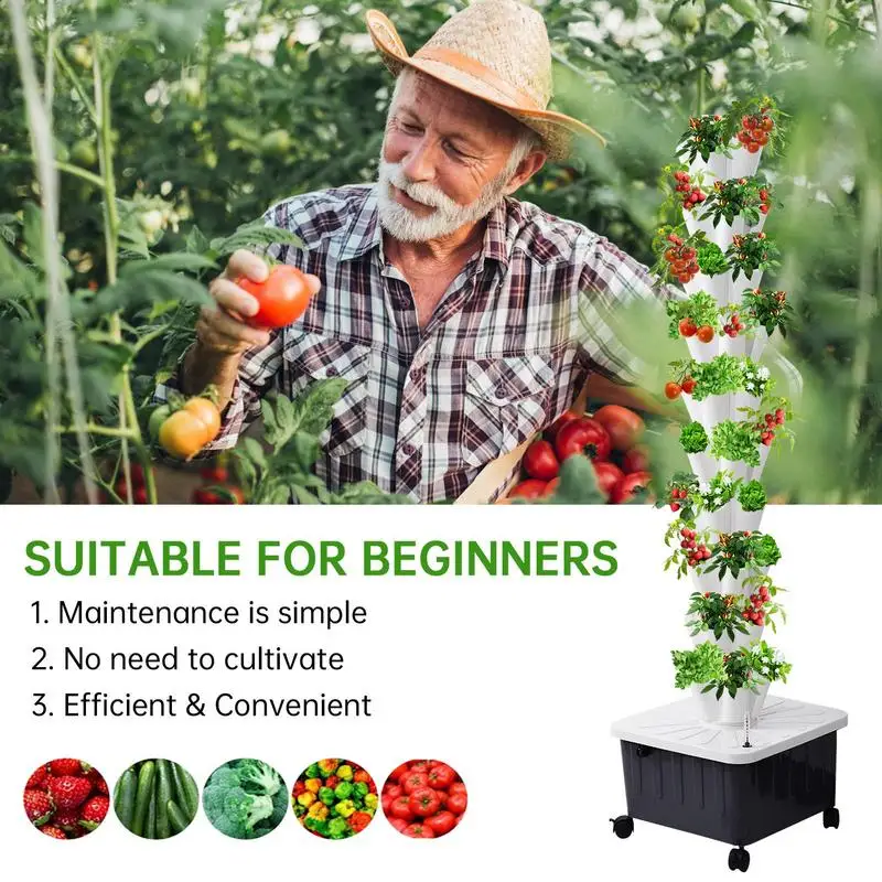 Hydroponic Plant Tower 10-layer Hydroponic Planter For Indoor Plant 50 Slots Strawberries Plant Tower American Specifications