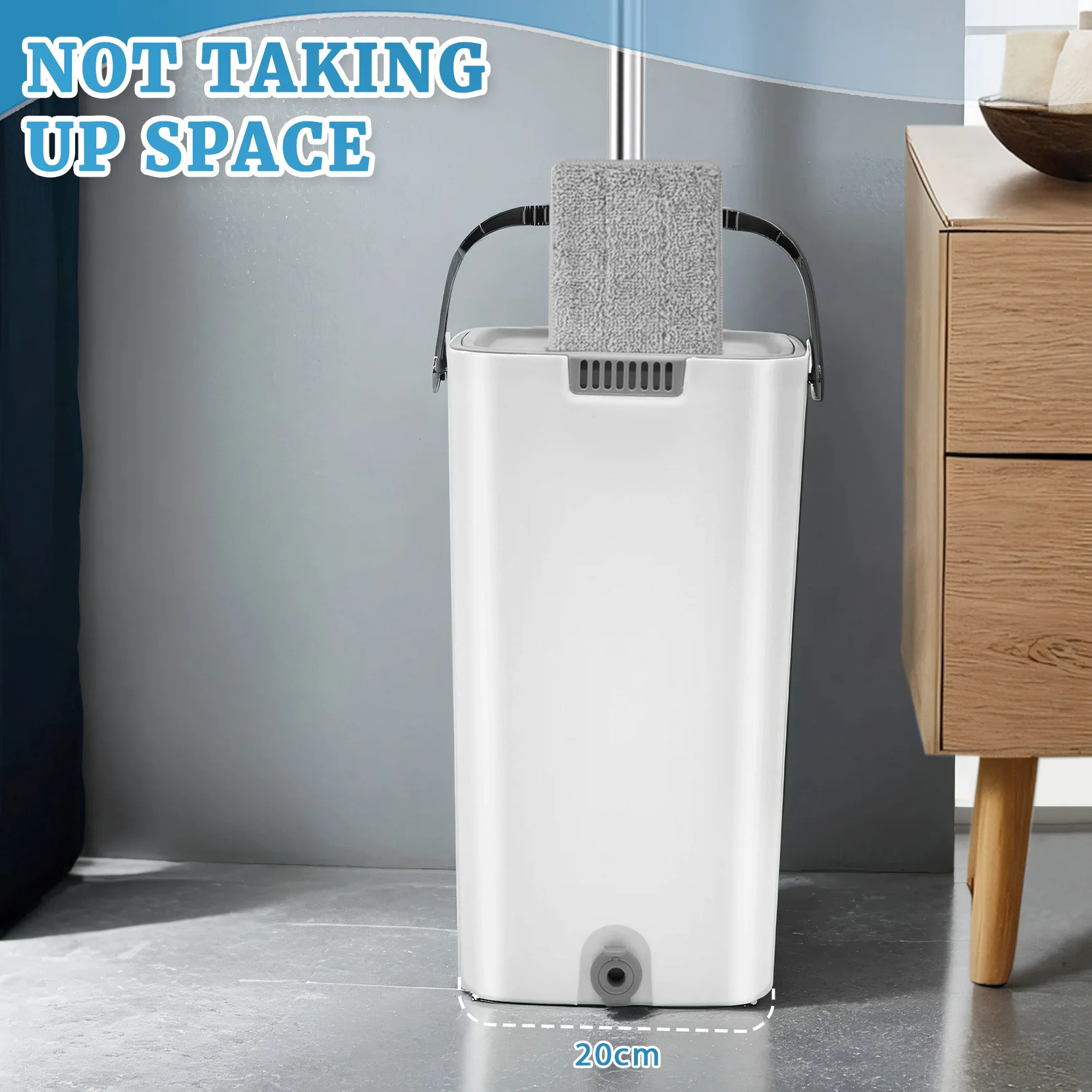 De nieuwe luie platte vloermoppen en emmerset vloerreinigingssysteem met wasbare microvezelpads voor hardhouten platte knijpmop