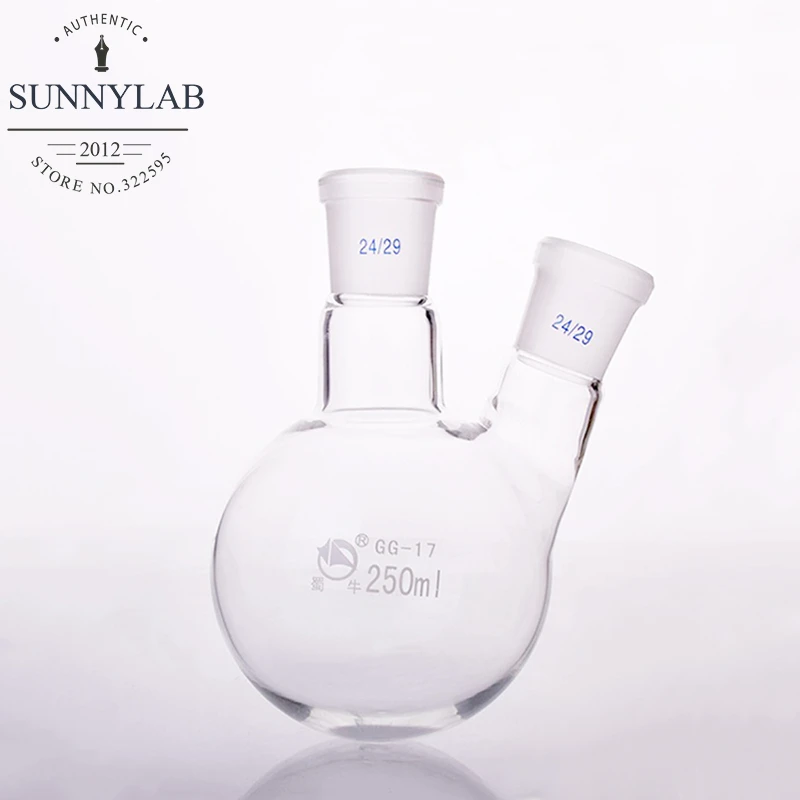 1piece 50ml-2000ml Double-neck Round Bottom Laboratory Sloping/straight Distillation Glass Flask