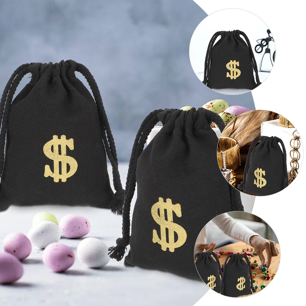

4pcs Small Cotton Drawstring Bags Money Storage Party Favor Gift Pouches for Cosplay Festival Banquet Supplies