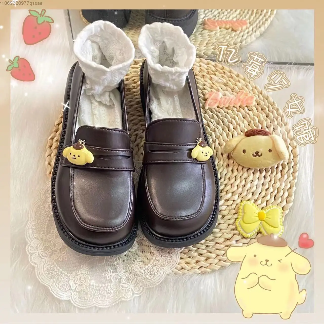 Cinnamoroll Melody Homemade JK Lolita Pumps Shoes Cute Flat Sole JK Uniform Mary Jane Shoes for Students PU Leather Shoes