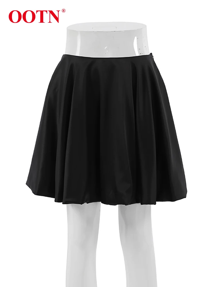 OOTN Street Chic Black A Line Skirts Female Sexy Satin High Waist Skirts Fashion Basics White Slim Mini Skirt Women 2023 Autumn