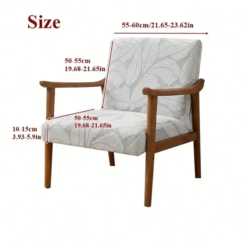 1Pc Leaves Jacquard Single Sofa Covers Elastic Armchair Slipcover with Zipper Chair Cover Protector for Living Room Balcony