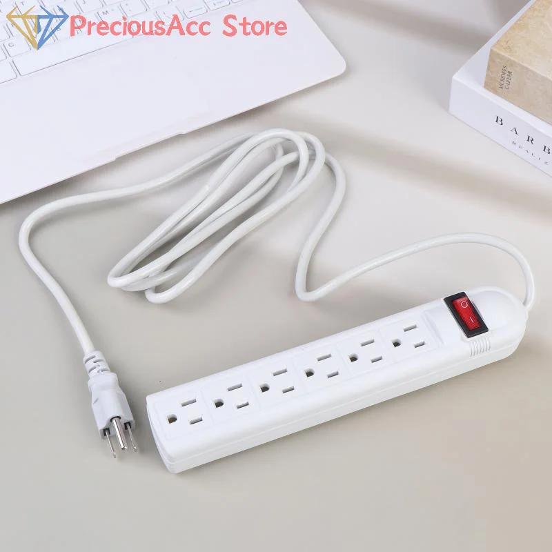 HOT.US Power Strip 6 Outlet 2M Surge Protected Extension Cord On Off Switch Safe Socket For Home Office Dorm Electronic Charging