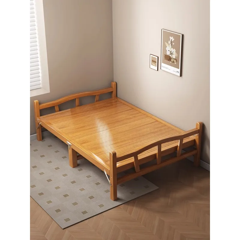 

Bamboo bed folding bed Adult household lunch break cold Portable simple lunch break Rental room Hard board bamboo board