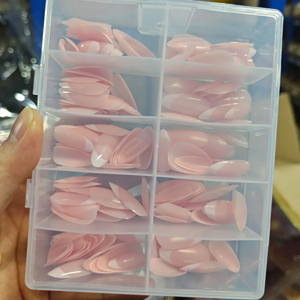 240/120 قطعة الوردي الفرنسي اللوز الأظافر كاذبة الاكريليك غطاء كامل وهمية مسمار نصائح تمديد للنساء خنجر يمكن ارتداؤها اضغط على الأظافر