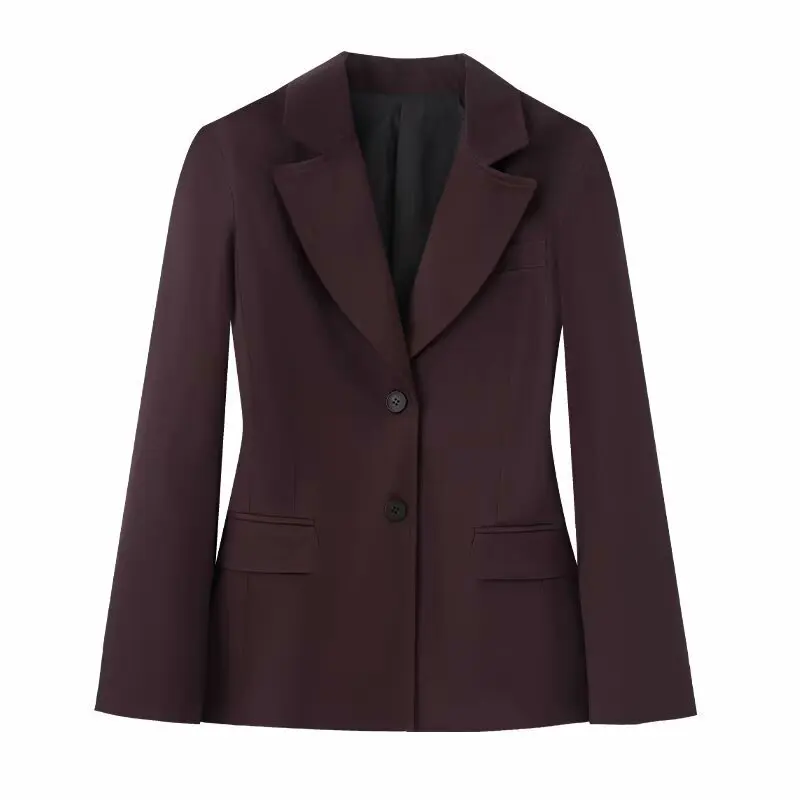 Women's Slim-fit Long-sleeve Blazer With Shoulder Pads Multi Color For Women Breasted Slim Fit Beige Navy White Burgundy ZY2J