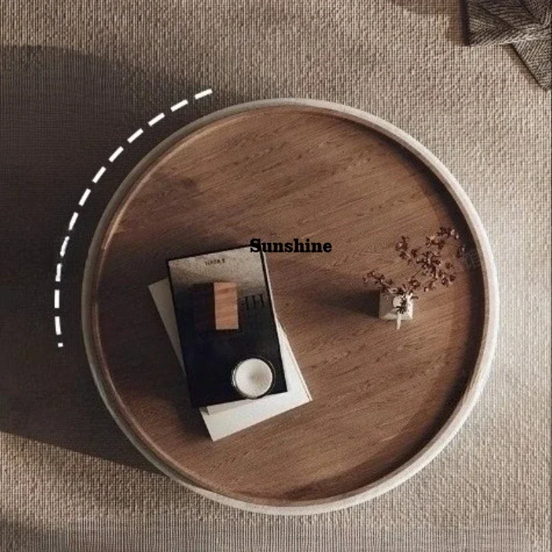 Nordic Wooden Velvet Round Living Room Cream Wind Light Luxury Storage Tea Table Luxury Unique Mesa Auxiliar Hotel FurnitureY