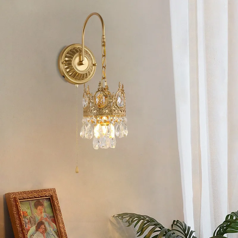 French classical crystal wall lamp