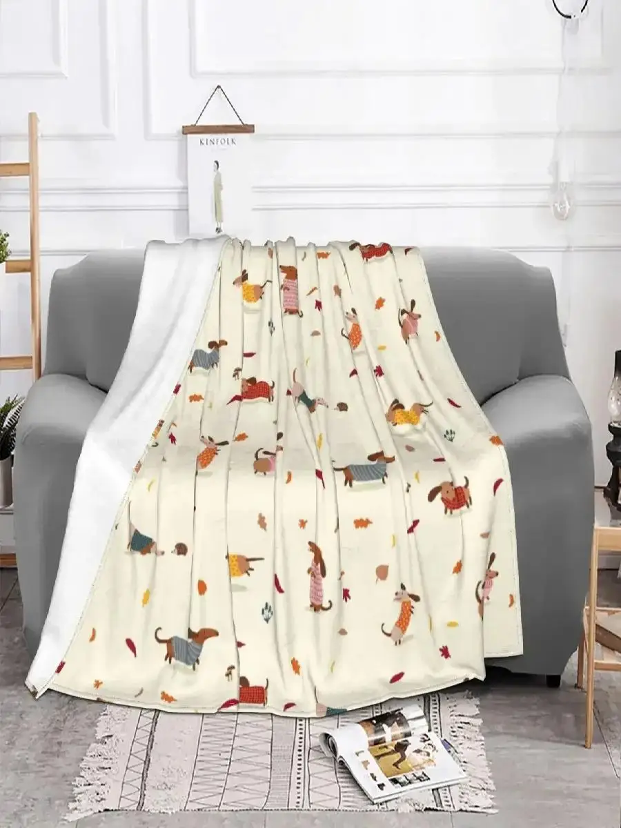 Cute Dachshunds Puppy Blanket Dog Flannel Warm Throw Blankets for Home Decor Spring Autumn Cozy Living Room