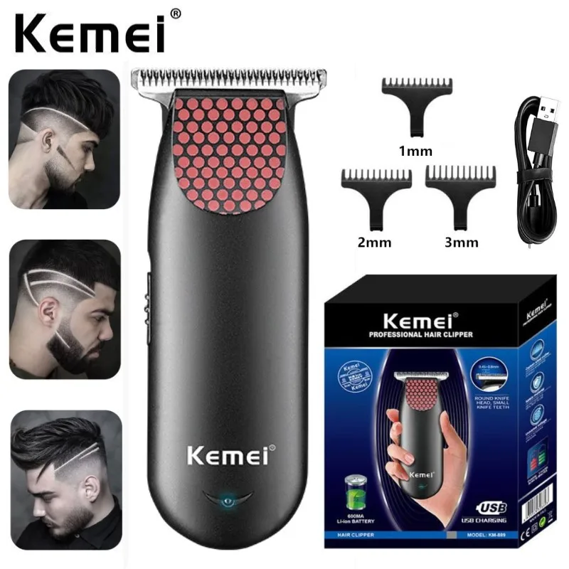 Kemei 889 tagliacapelli professionale a batteria tascabile compatto Mini tagliacapelli elettrico per barba piccolo Kit per toelettatura portatile