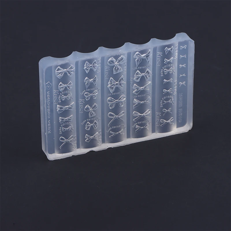 1Pc 3D Bowknot Silicone Nail Mold Mixed Sized Shaped Bow Soft Stamping Plates Kawaii Ballet Bow DIY Manicure Art Mould Tools+~