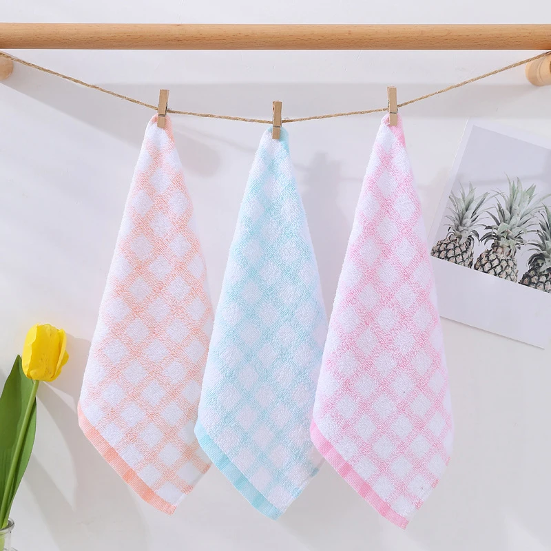 Absorbent Kitchen Rag  Polyester dishcloth washcloth Kindergarten Baby Hand Wipe Hook Small Square Towel