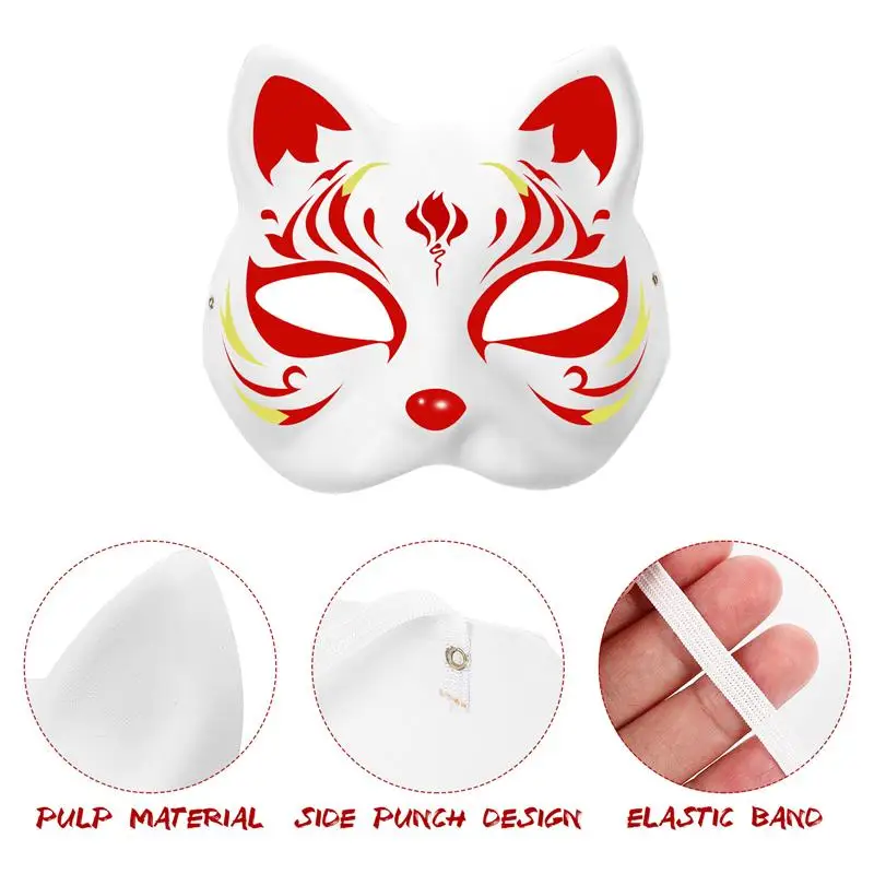 5 pezzi maschere in maschera non verniciate maschere di carta vuote maschere per gatti di Halloween maschera in maschera di polpa Cosplay per