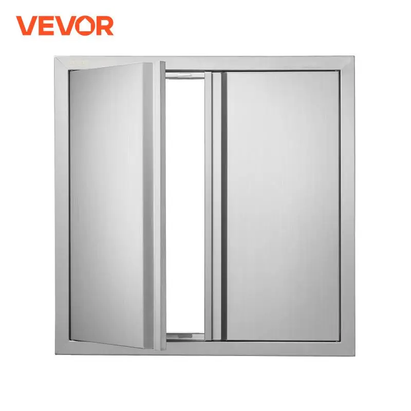 VEVOR 24W x 24H In Double Stainless Steel Wall Vertical Door with Recessed Handles for BBQ Grilling Station Outside Cabinet