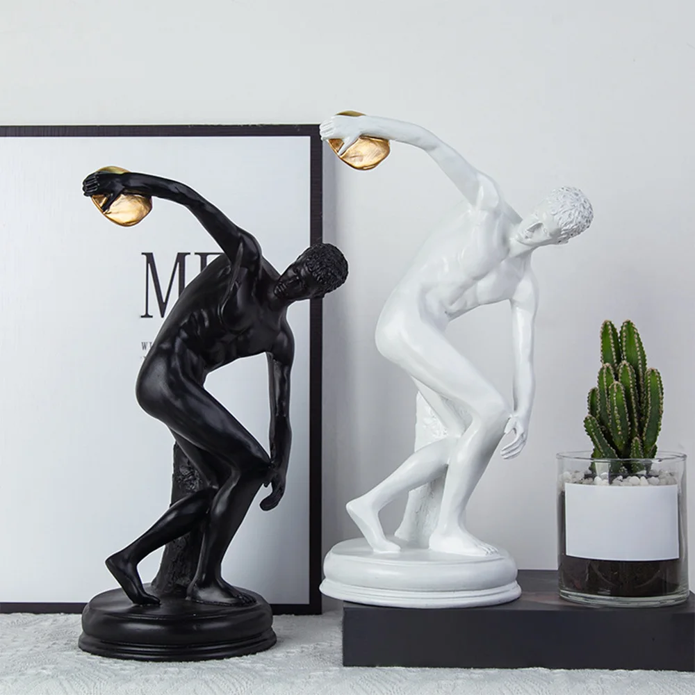 The Discus Thrower Statue Greek Roman Statue Sculpture Antique Figure Art for Home Office Desktop Crafts Gifts