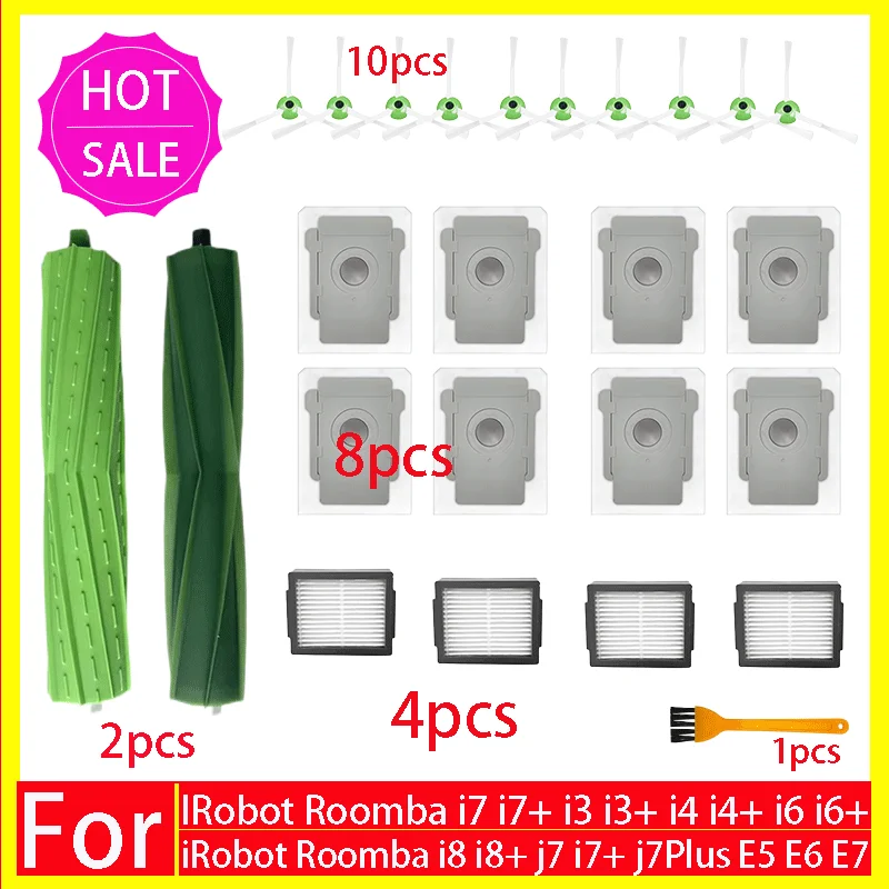 Belangrijkste Zijborstel Hepa Filter Stofzak Voor iRobot Roomba i3 i4 i6 i7 i8 j7 E5 E6 E7 Onderdelen Robot Stofzuiger Accessoires