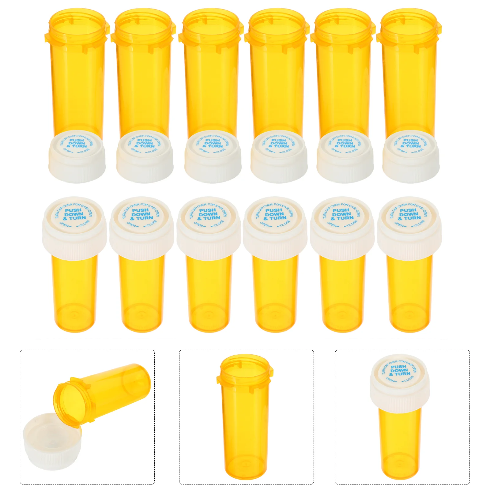 12 Pcs Coloured Sticky Labels Transparent Travel Pill Box Canning Supplies Equipment Mini Bottle Yellow