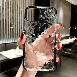 Luxury Diamond Texture Clear Case for iphone 15 14 13 12 11 Pro Max Plus X XS XR Cases Shockproof Soft Silicone Cover