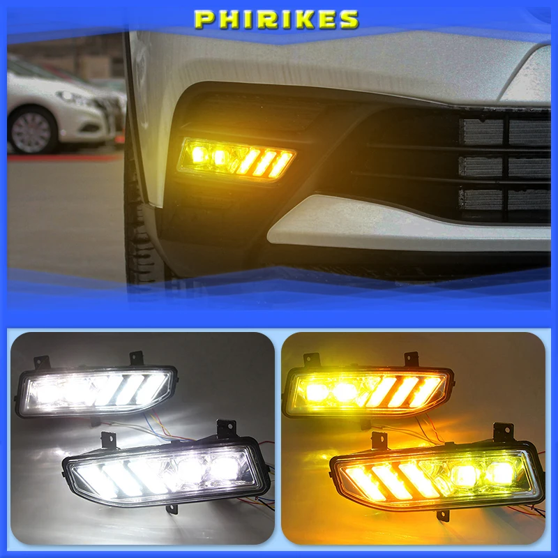 

2PCS LED Daytime Running Light For Nissan Kicks 2019 2020 Turning Yellow Signal Relay Waterproof Car 12V LED DRL