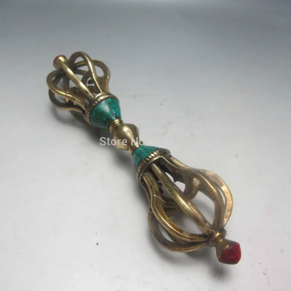 

statue Tibetan Buddhism Bronze Turquoise Buddhist Ritual Tool Hand Vajra Dorje statue