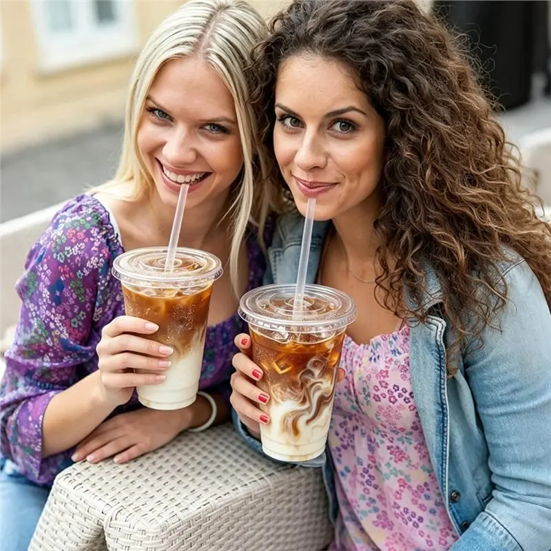 Picture 5: PHFU-Clear Cups With Lids Straws Leak-Proof Sturdy Iced Coffee Cups With Lids,Disposable To Go Cups For Smoothies Cold Drinks