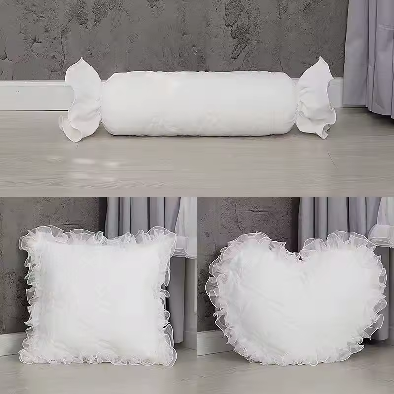 princess style White lace back cushion square/heart shaped throw pillow long candy waist pillow backrest
