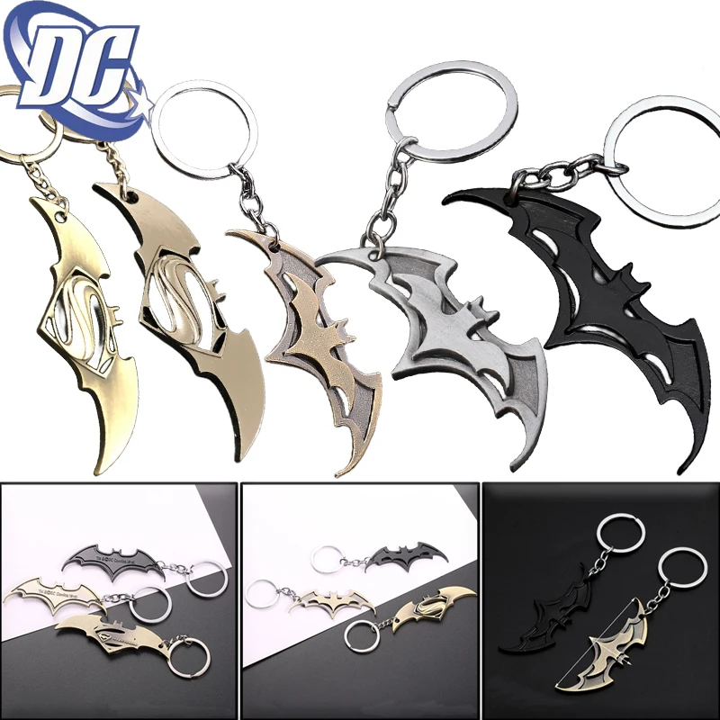 DC Comics Batman Creative Cartoon Anime Key Ring Men Women Metal Keychain Pendant Key Chain Accessories Fashion Birthday Gifts