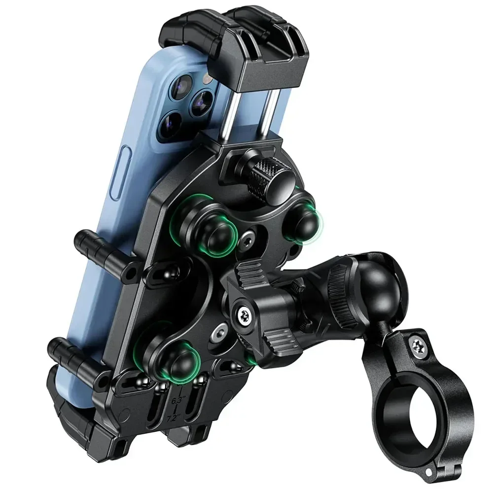 Motorcycle Phone Holder with Vibration Dampener High-Speed Secure Lock Anti-Theft Handlebar Cellphone Holder Moto Accessories