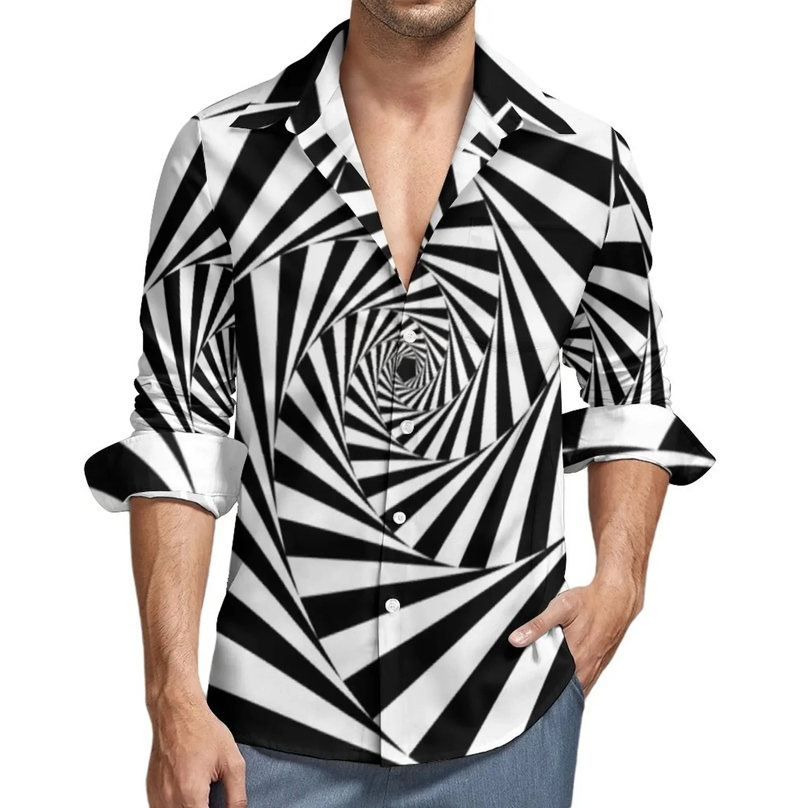 Novelty Black Stripe Zebra Hawaiian Long Sleeve Flower Shirt Men Casual 3D Print Cool Blouse Plus Size Man Fashion Camisa Slim