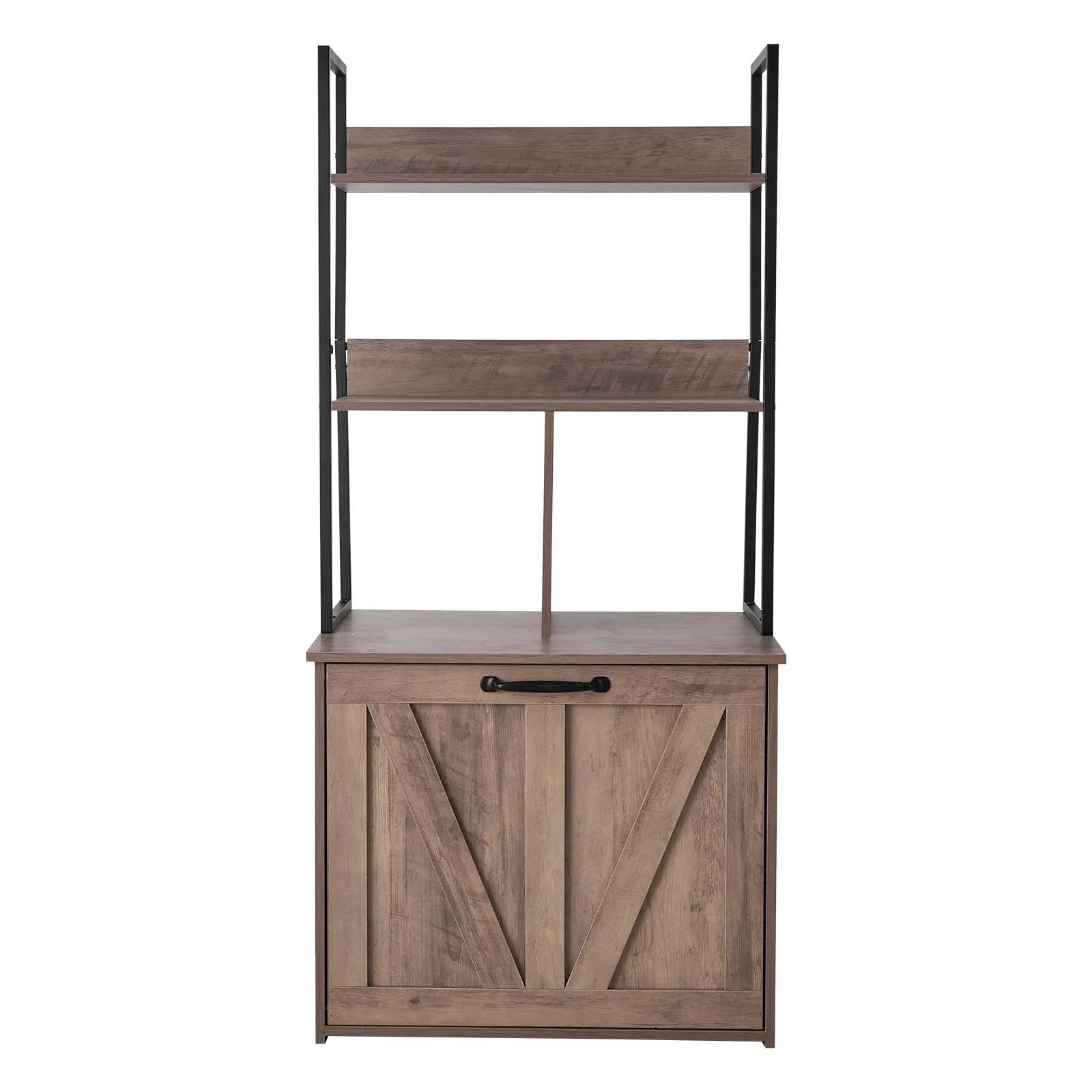 

Мебельный шкаф-тумба для кошачьего туалета, 23,6 дюйма, скрытый лоток для кошек со стеллажами для хранения, современный стиль, водонепроницаемый