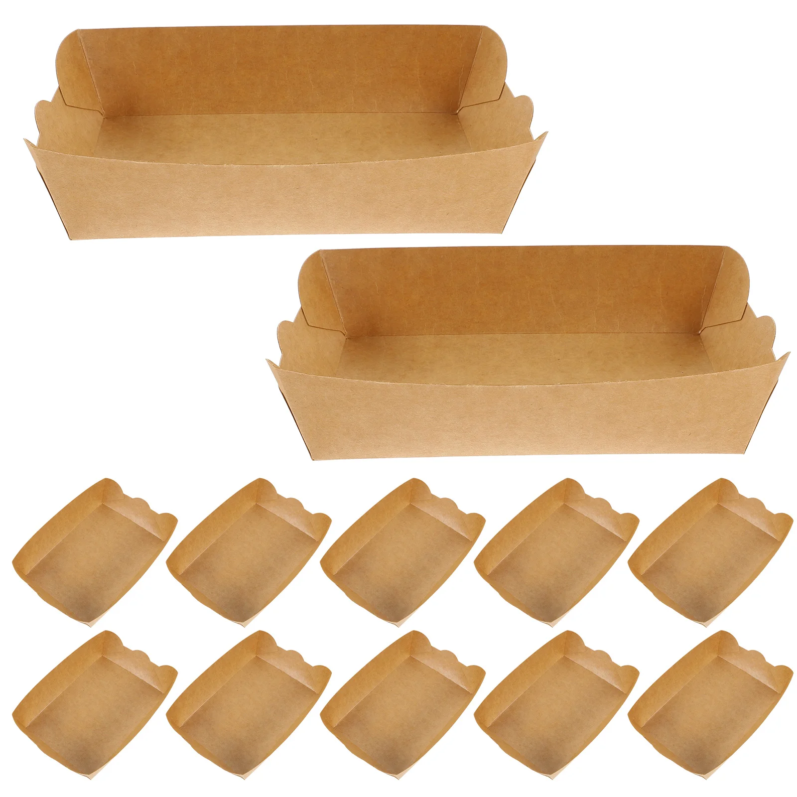 

100 Pcs Oil-proof Food Containers Kraft Paper Boat Boxes 350g Snack Case Fried Chicken French Fries Disposable Plates